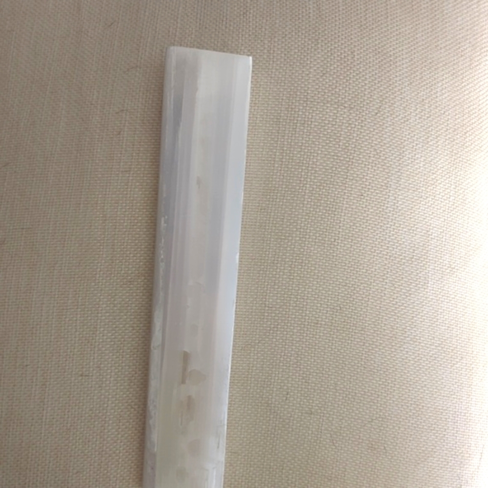 Selenite Wand with Colorful Chakra Symbols 8" Long - Picture 4 of 4